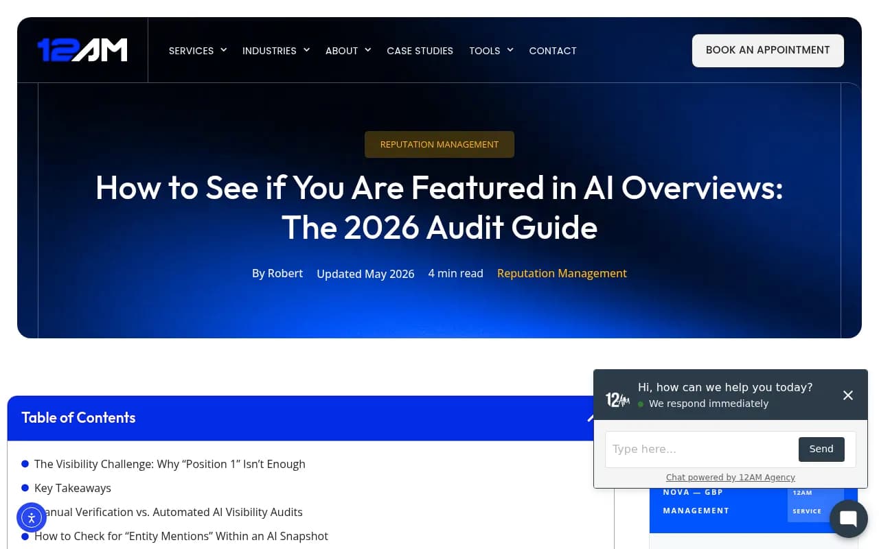 How to check AI Overview visibility - a practical audit guide from 12AM Agency