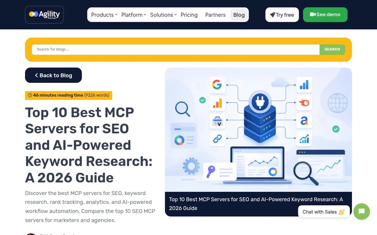 Agilityportal's long-form guide to SEO MCP servers, with agency and multi-client evaluation criteria