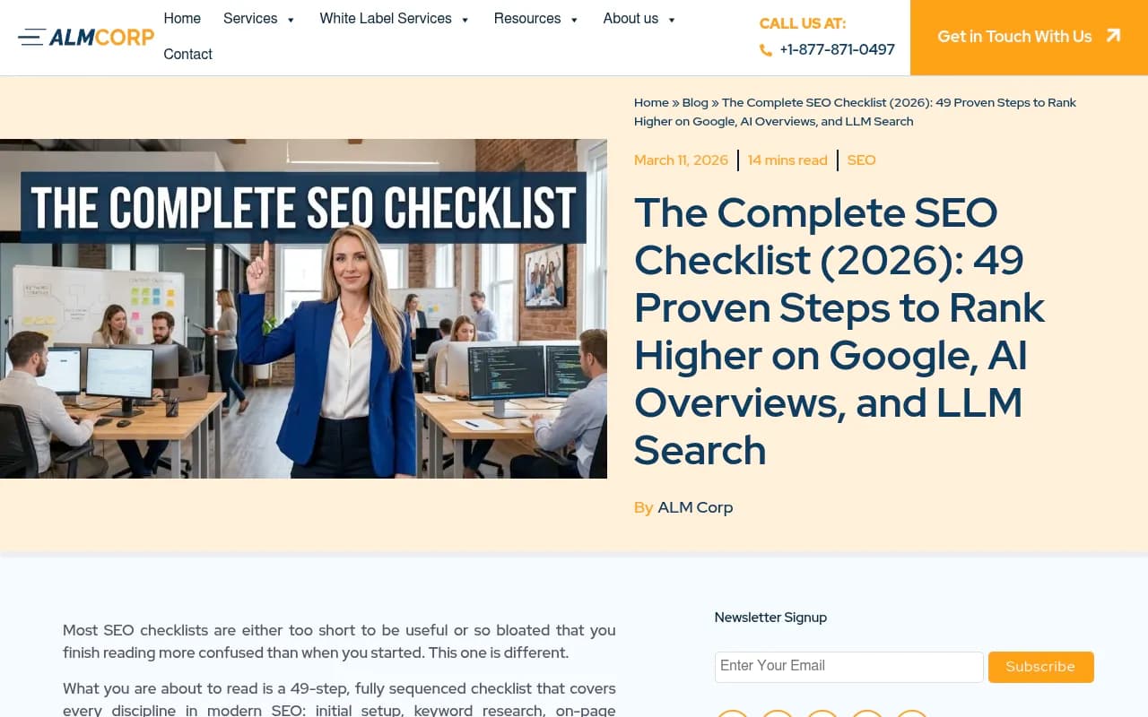 Complete SEO Checklist 2026 showing the structured approach to ranking on Google and AI search