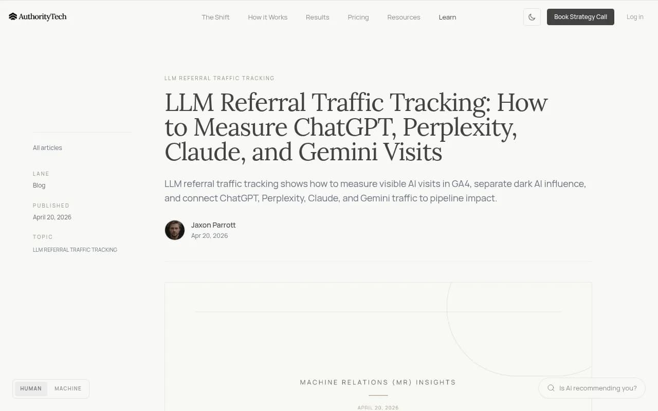 LLM Referral Traffic Tracking methodology showing visible vs dark AI traffic layers