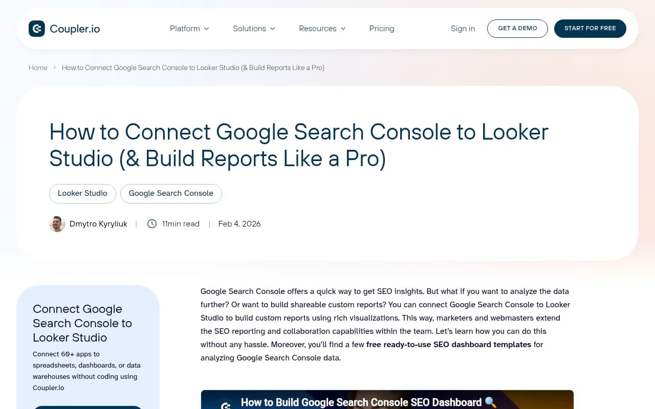 Step-by-step guide to connecting Google Search Console to Looker Studio