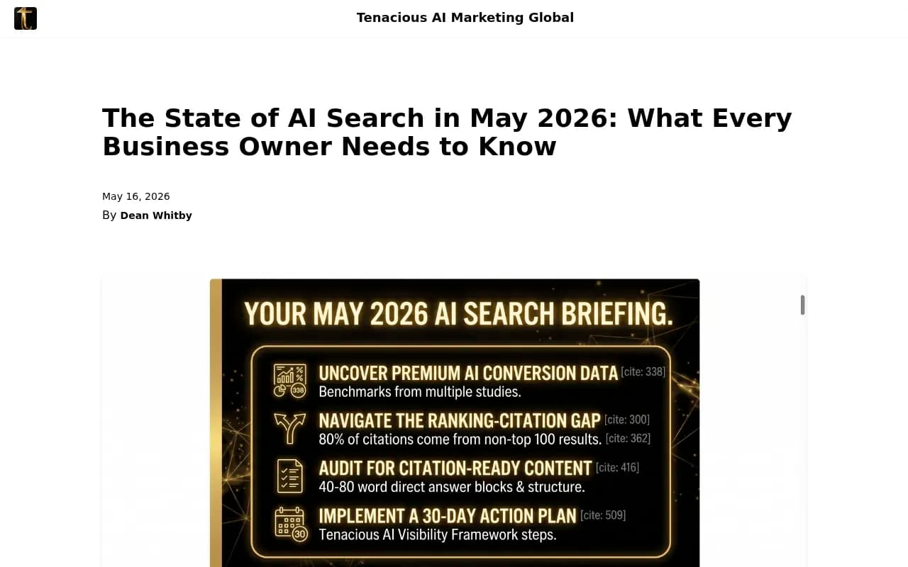 State of AI Search in May 2026 analysis showing how AI citations differ from traditional search rankings