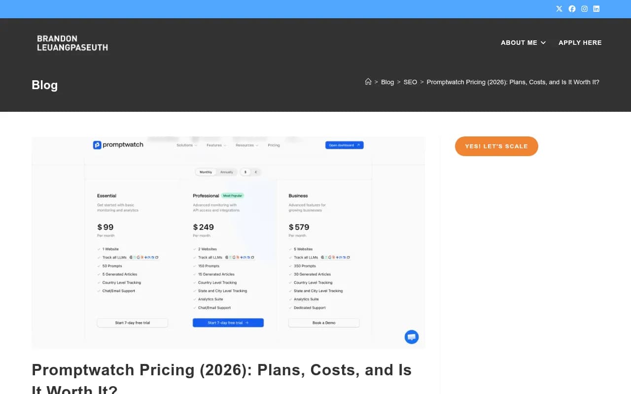 Promptwatch pricing breakdown from independent review