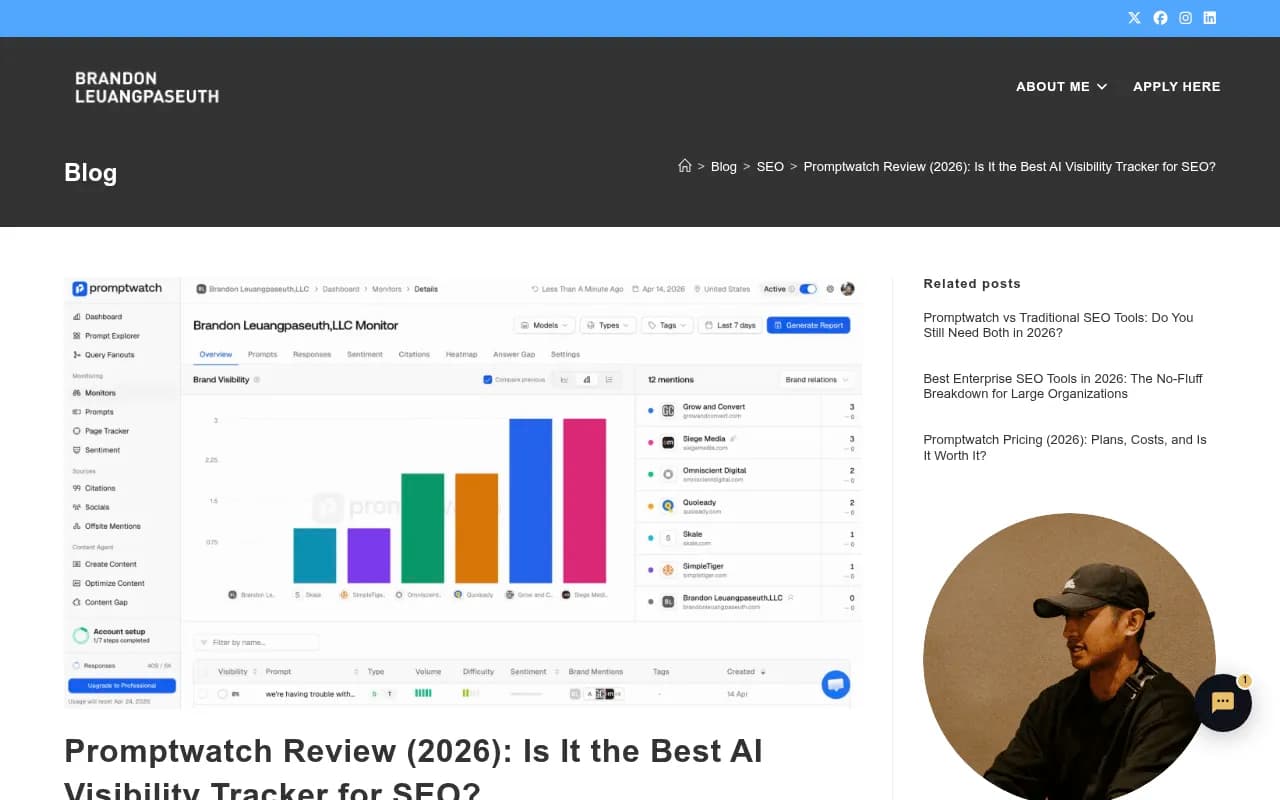 A 2026 review of Promptwatch's AI visibility tracking capabilities, showing how the platform surfaces actionable data