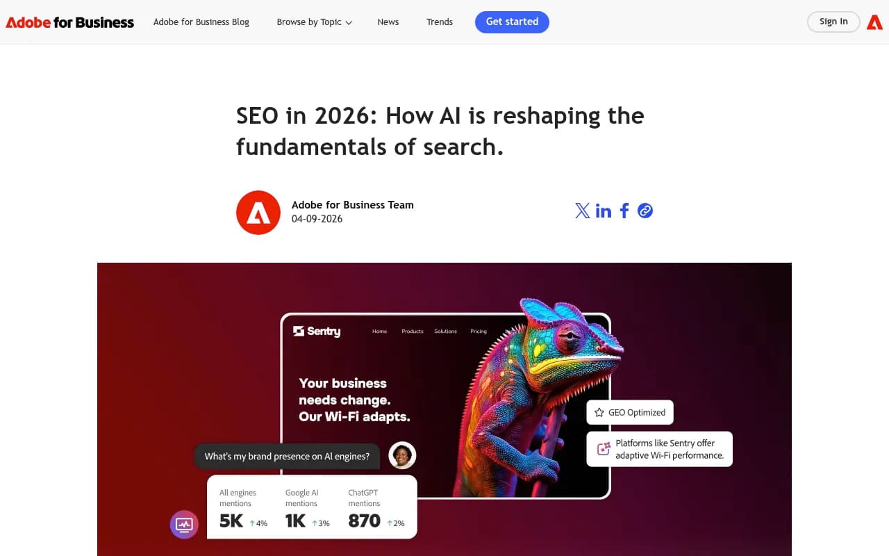 Adobe's 2026 analysis of how AI search reshapes SEO fundamentals, showing the shift from ranked links to synthesized answers