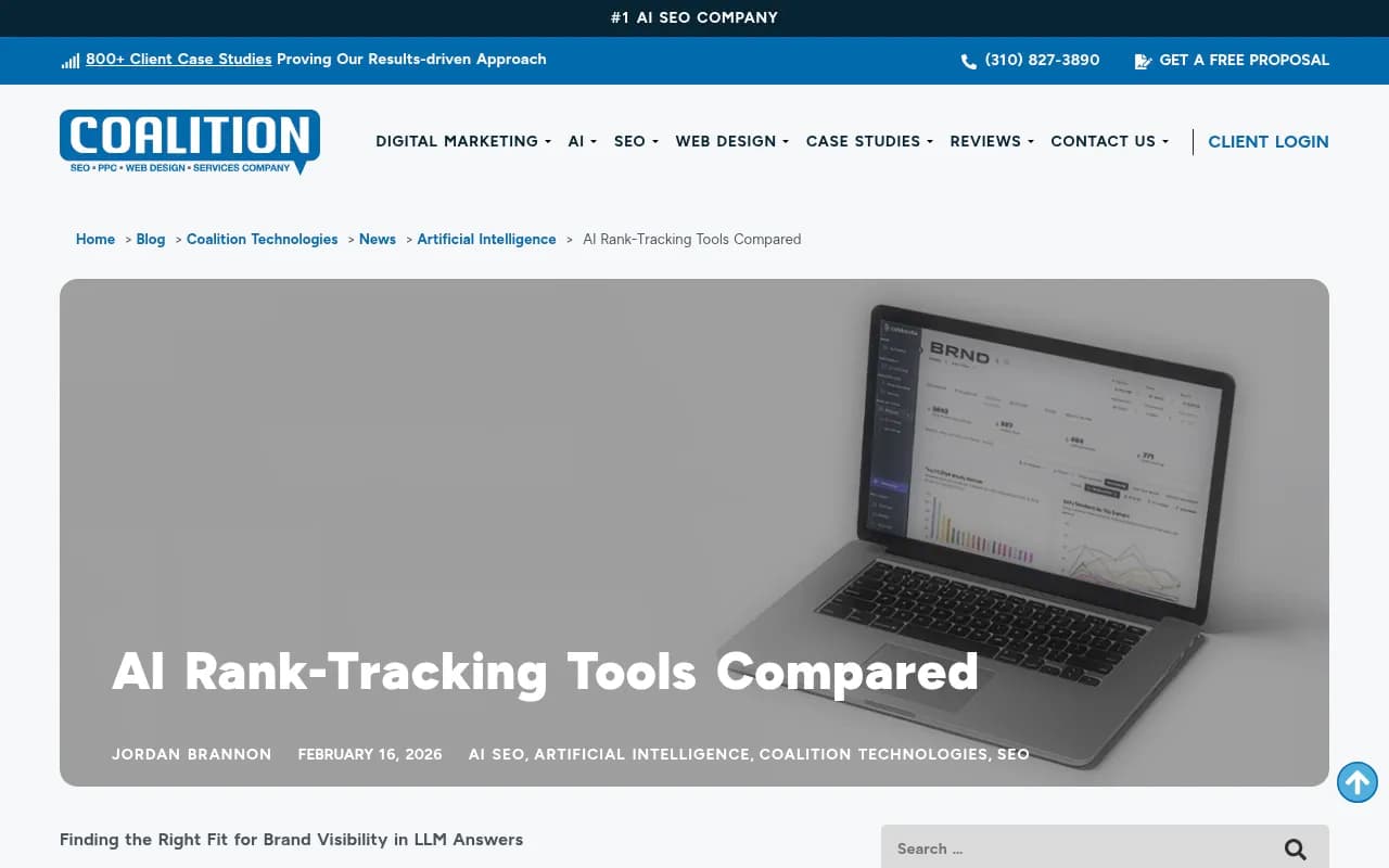 Coalition Technologies AI rank tracking tools comparison research