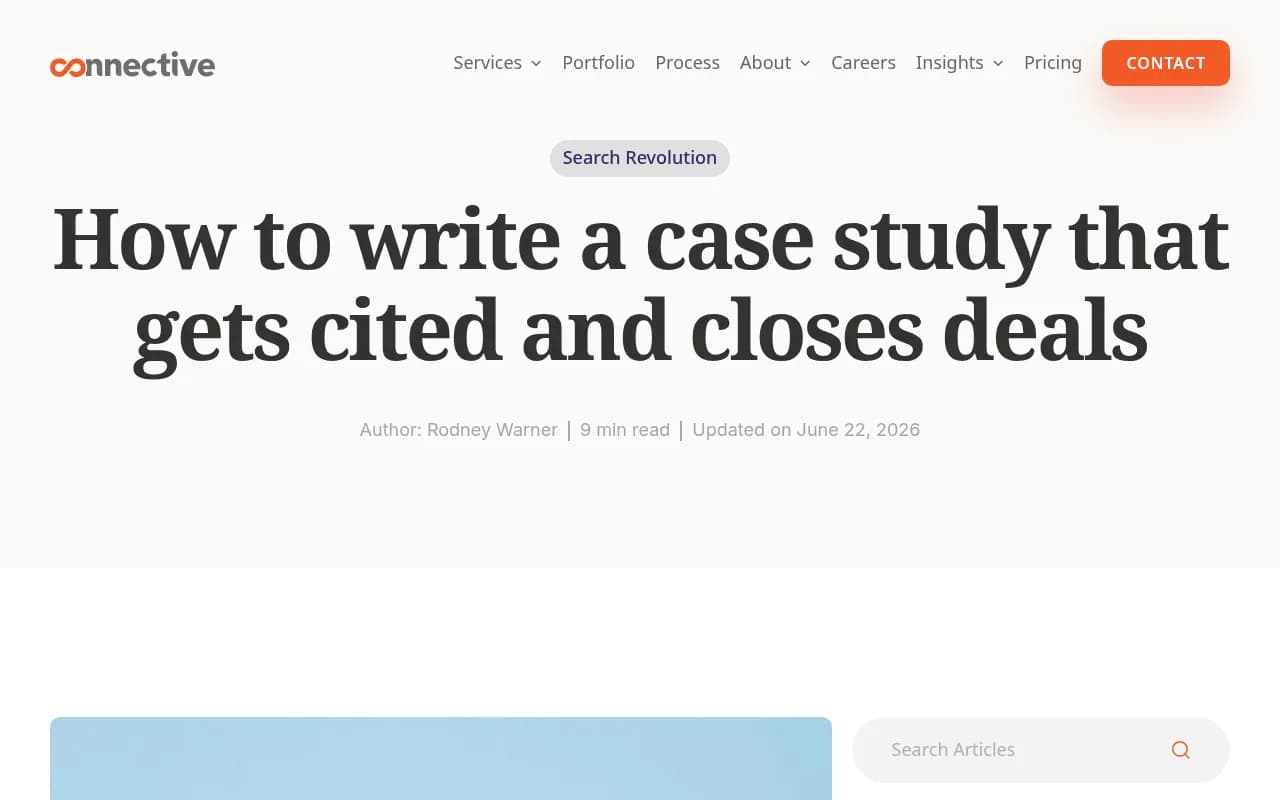 A case study strategy framework built around problem-first retrieval rather than client names