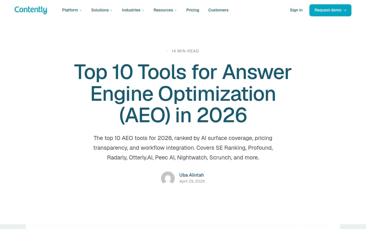 Top 10 AEO tools for 2026 ranked by AI surface coverage and workflow integration