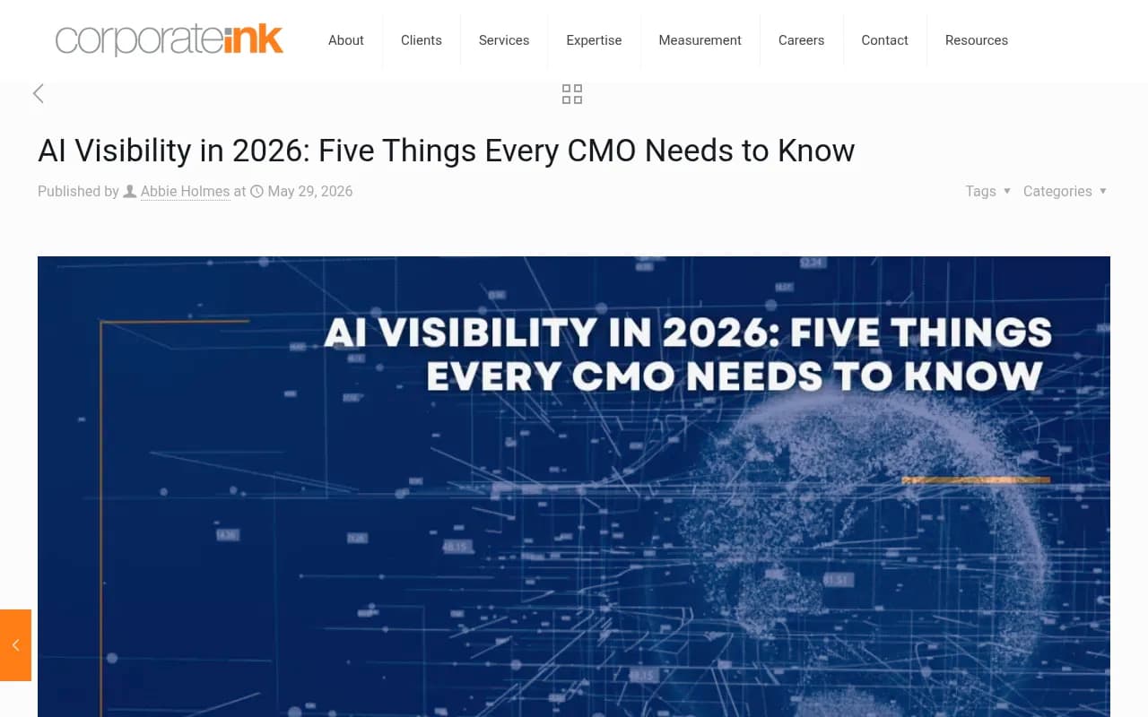 Corporate Ink's AI Visibility 2026 research showing the readiness gap among CMOs