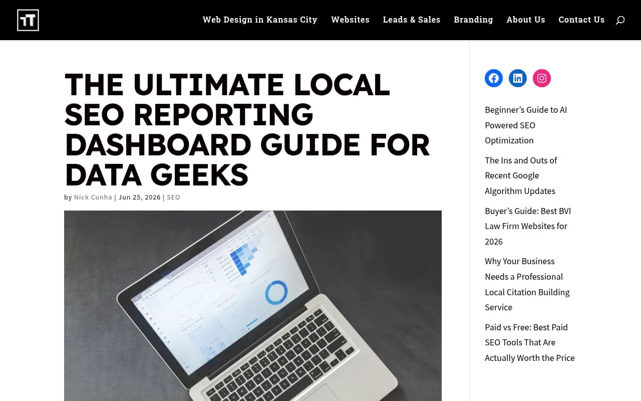 CreatiVertical's local SEO reporting dashboard guide showing GBP, Search Console and GA4 feeding into KPIs