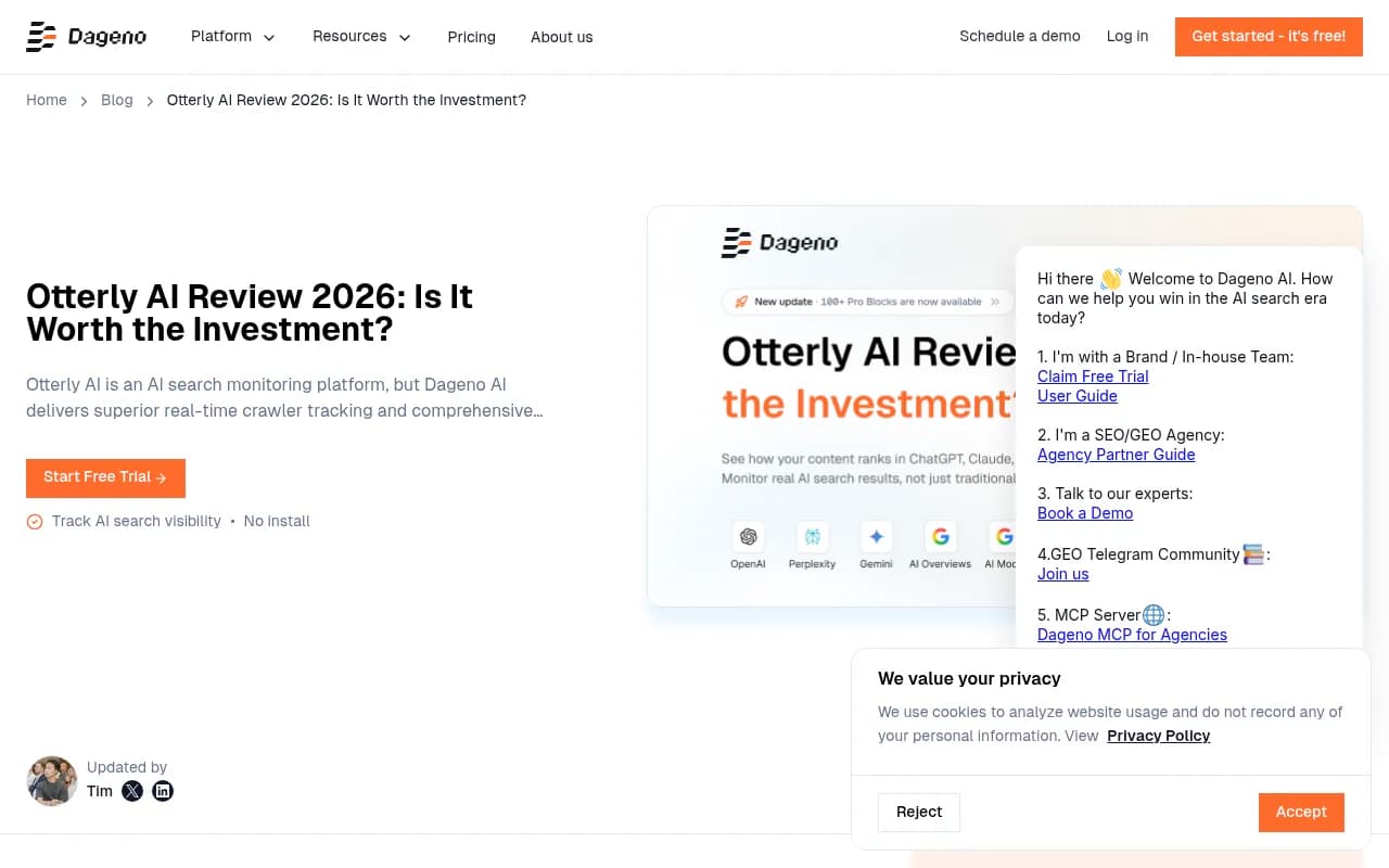 Review comparing Otterly.AI to other AI visibility platforms, highlighting monitoring vs. optimization capabilities