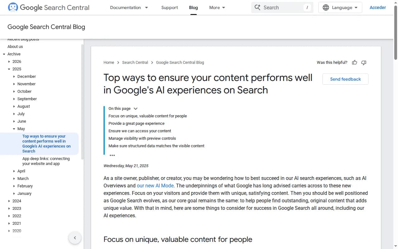 Google's guidance on succeeding in AI search