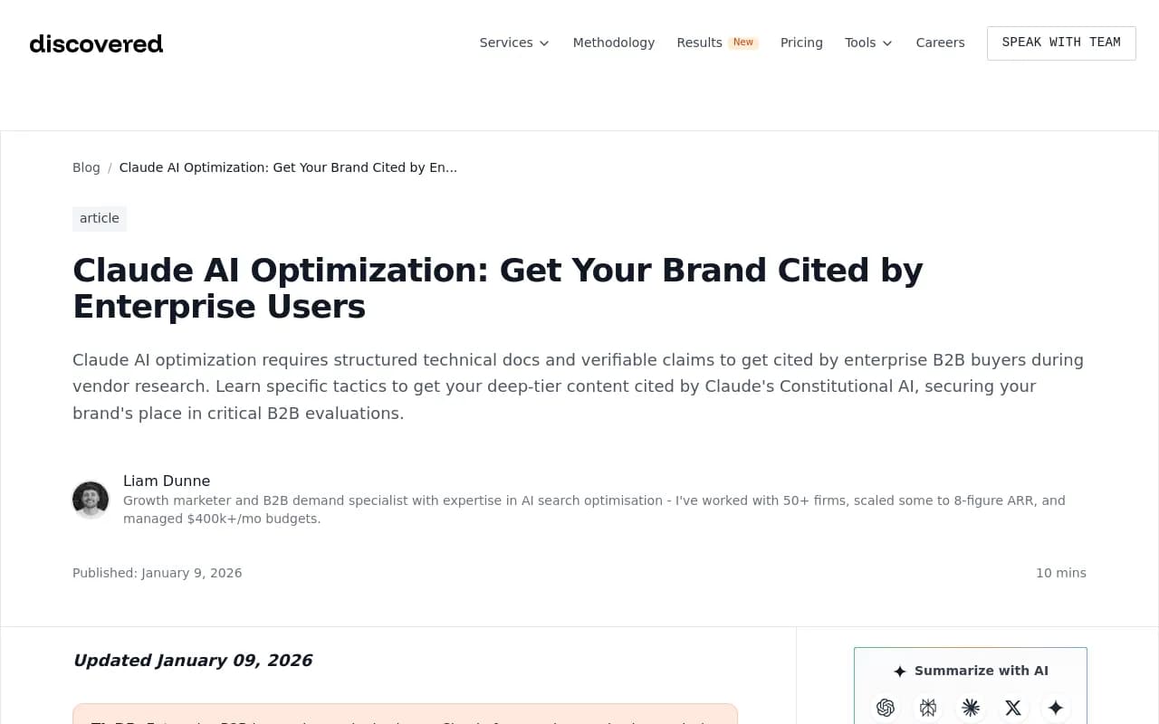 Claude AI optimization guide for enterprise B2B buyers