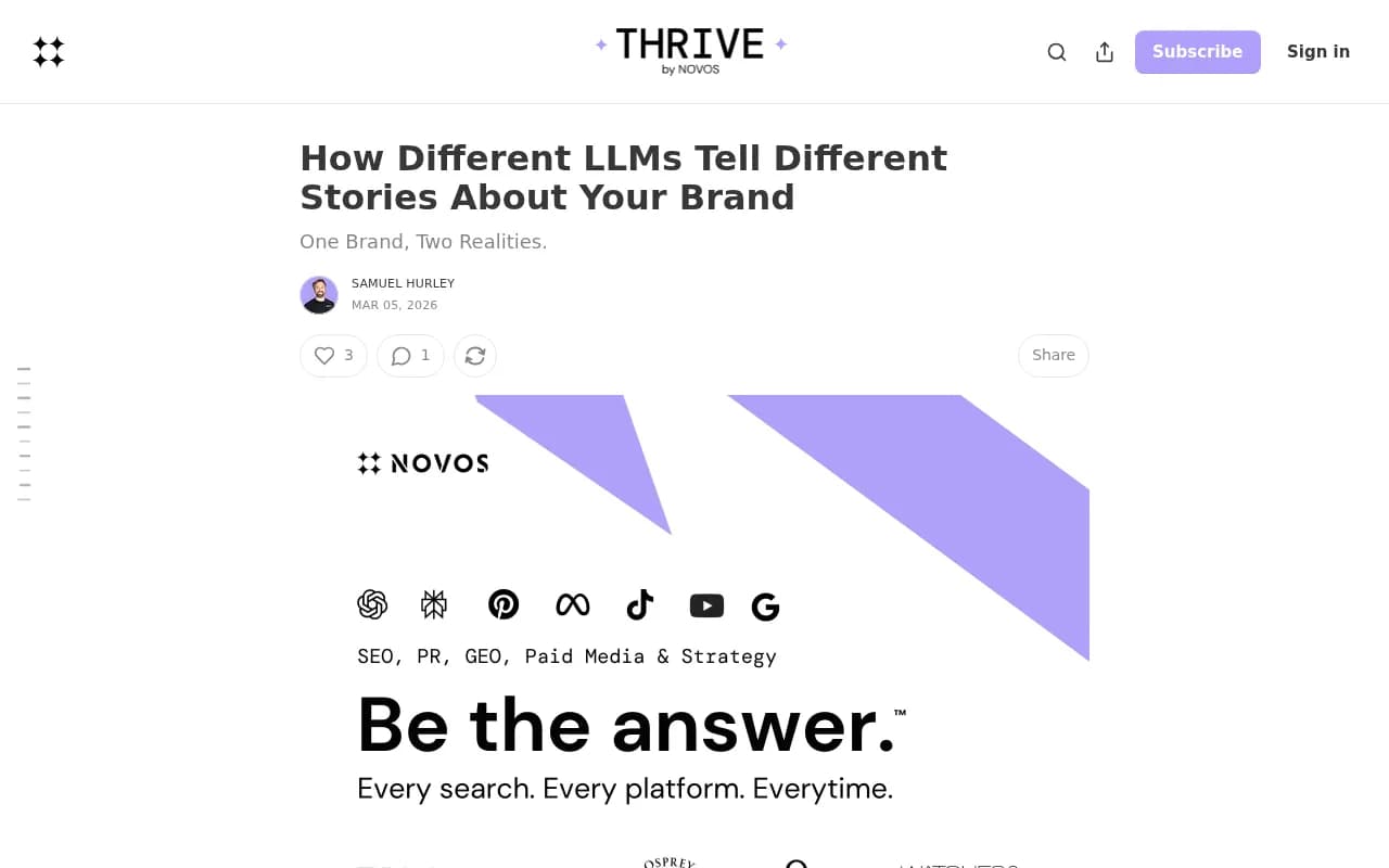 How different LLMs tell different stories about the same brand