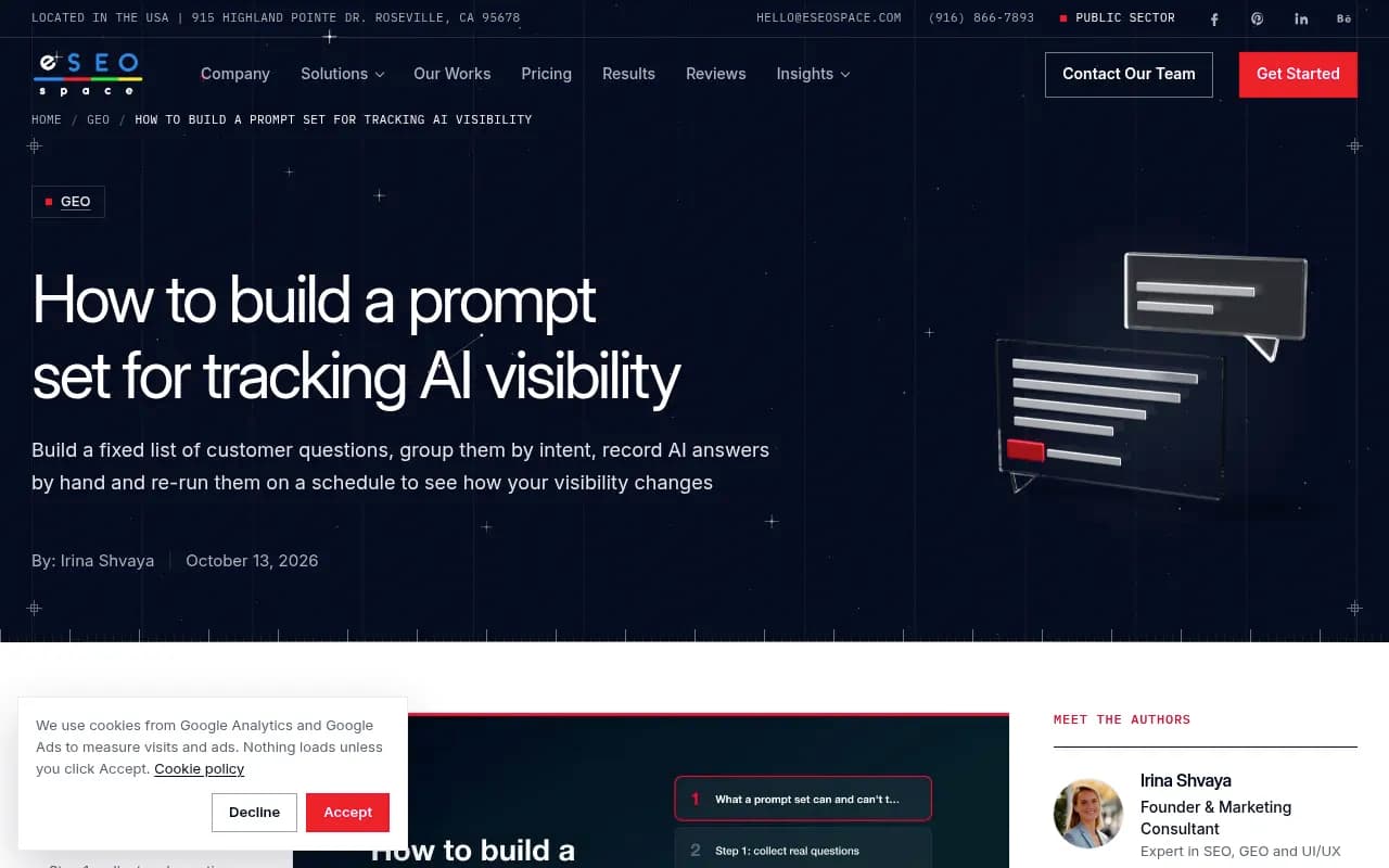 eSEOspace guide to building a fixed prompt set for tracking AI visibility