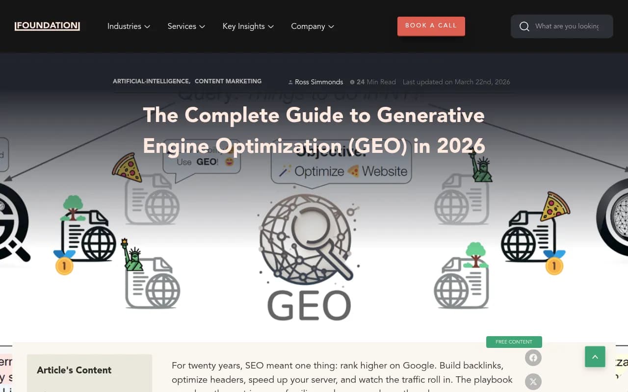 Foundation Inc's comprehensive GEO guide covering AI search optimization strategies for 2026