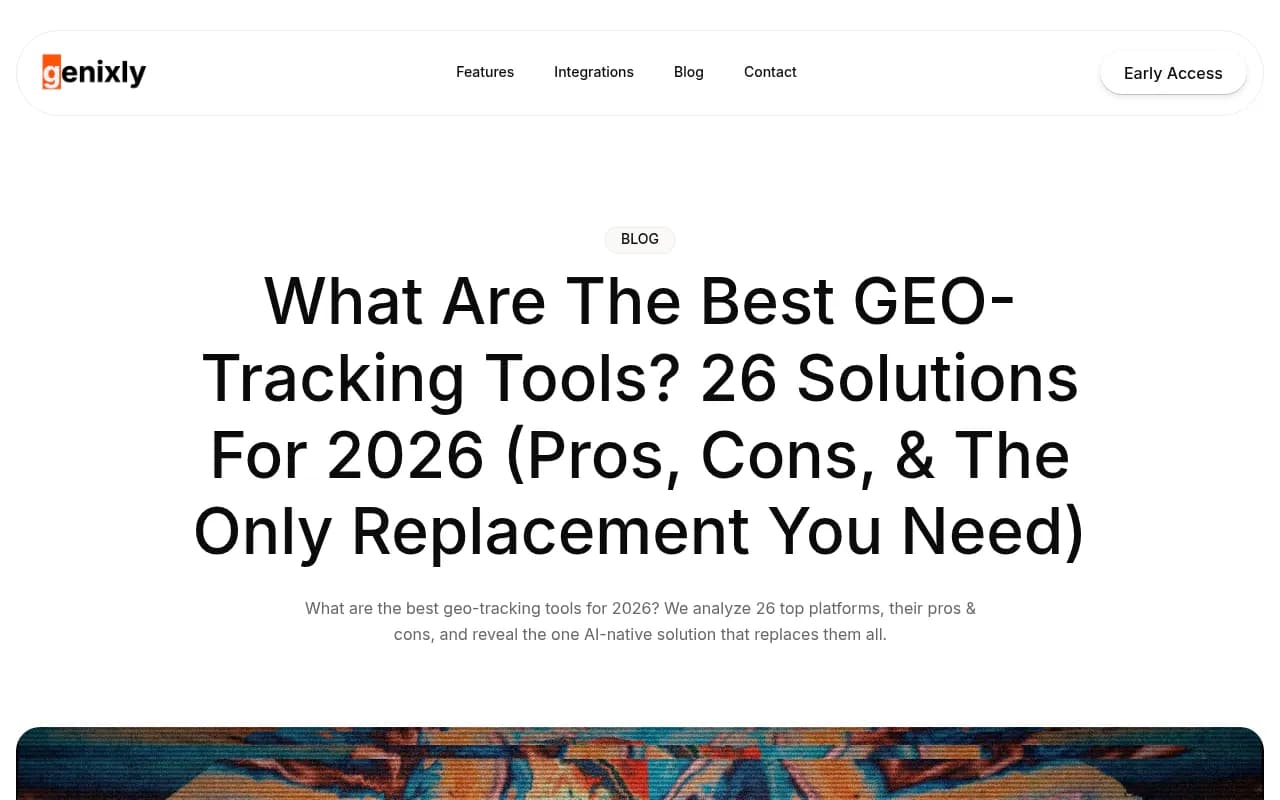 Screenshot showing GEO platform comparison table from Genixly's guide on tracking tools