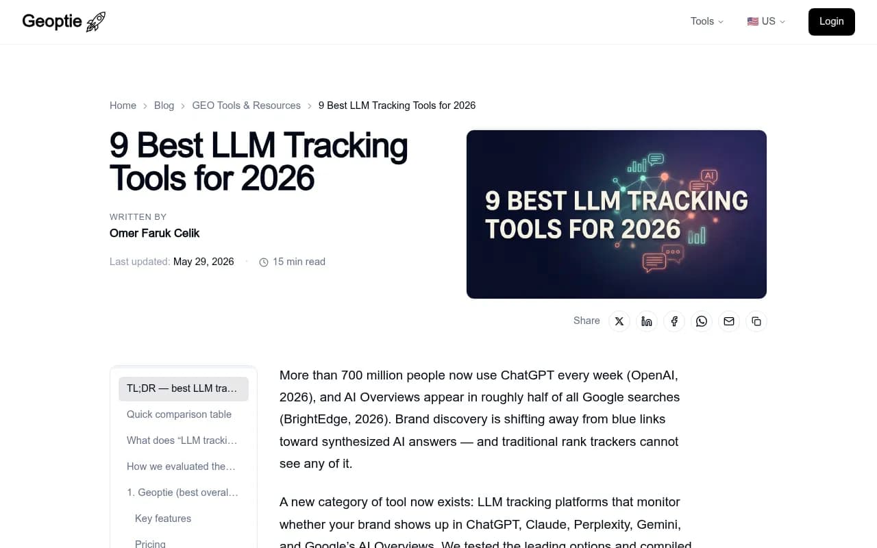 Overview of LLM tracking tools and methodologies for 2026