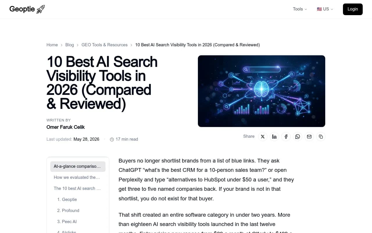 Comparison of AI visibility tools for 2026