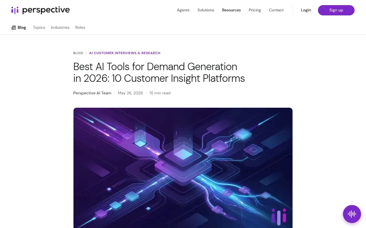 Perspective AI's ranking of demand generation tools across intent, ABM and attribution
