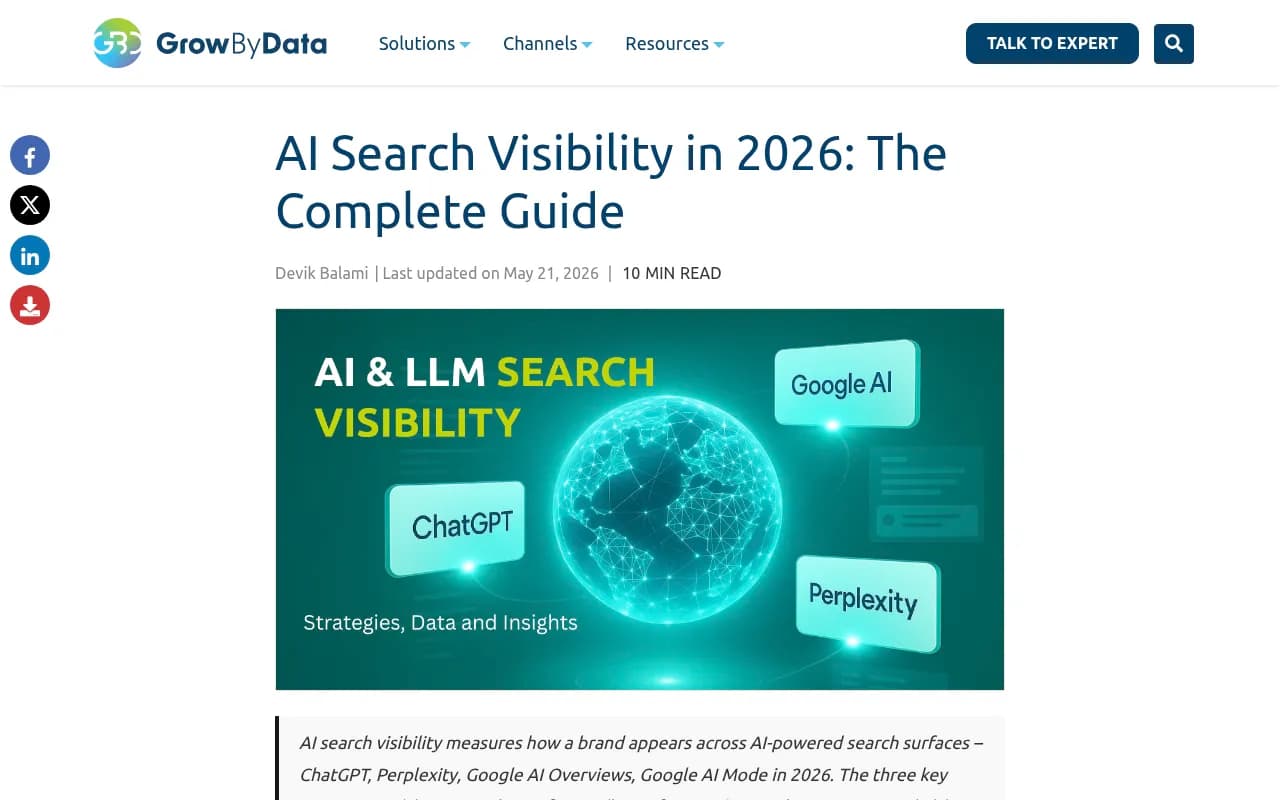 AI Search Visibility guide overview from GrowByData