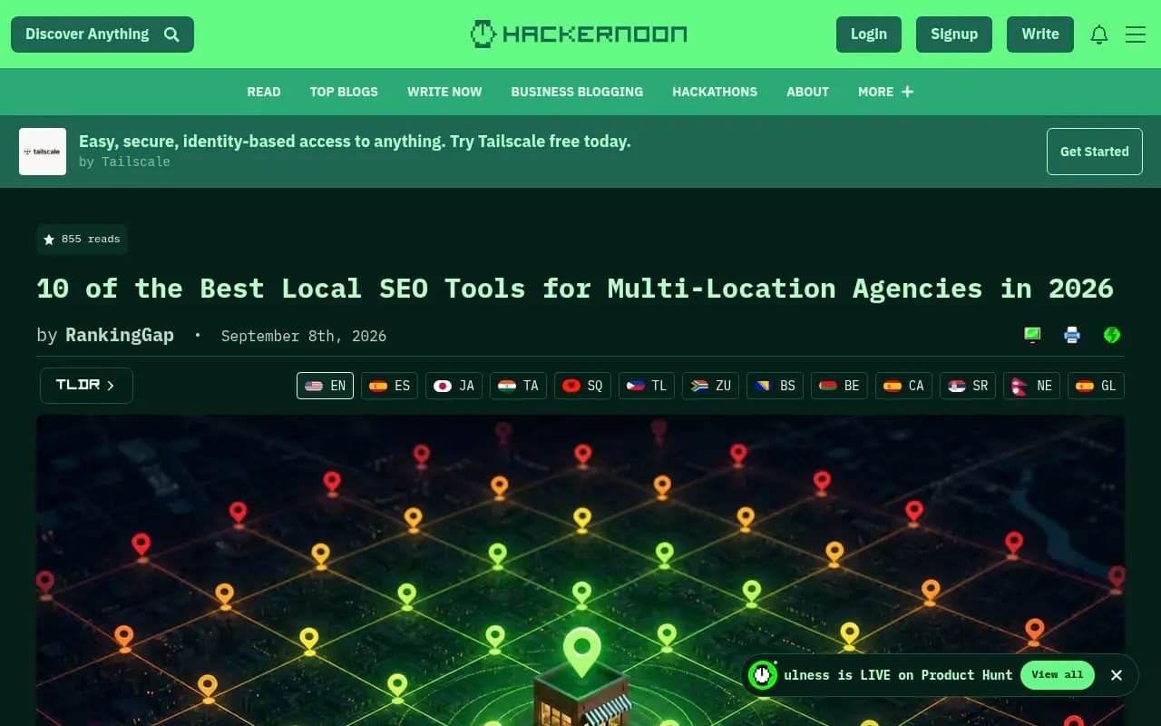 HackerNoon roundup of local SEO tools for multi-location agencies