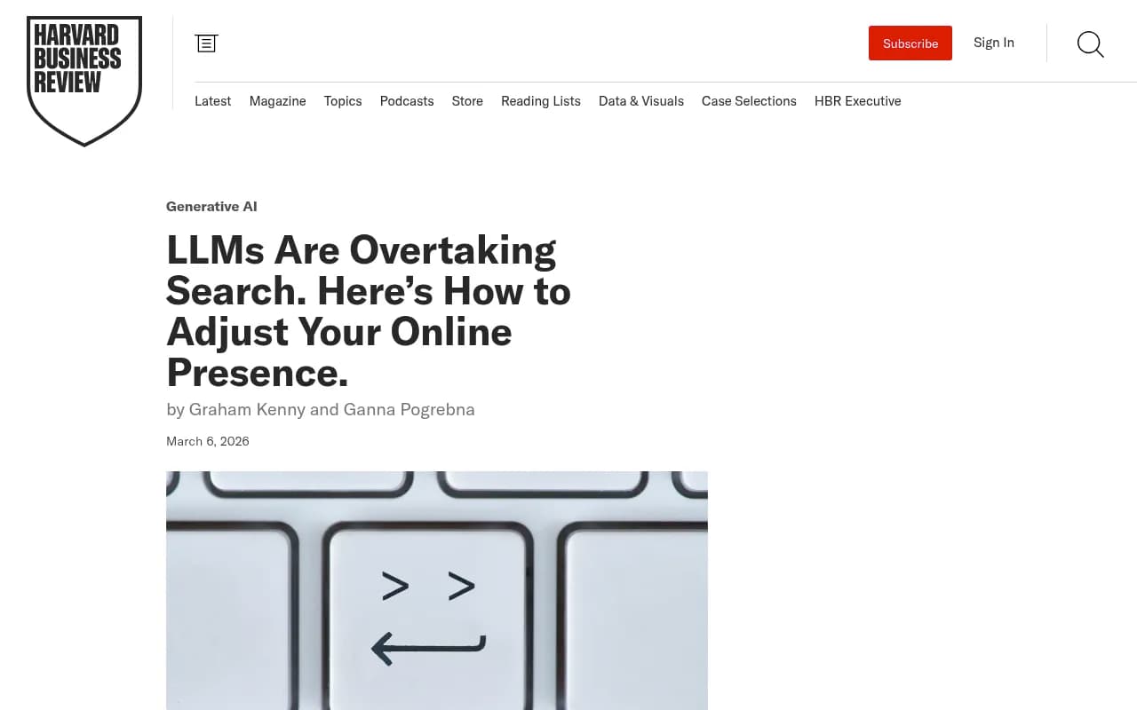 Harvard Business Review article on how to adjust your online presence for LLMs in 2026