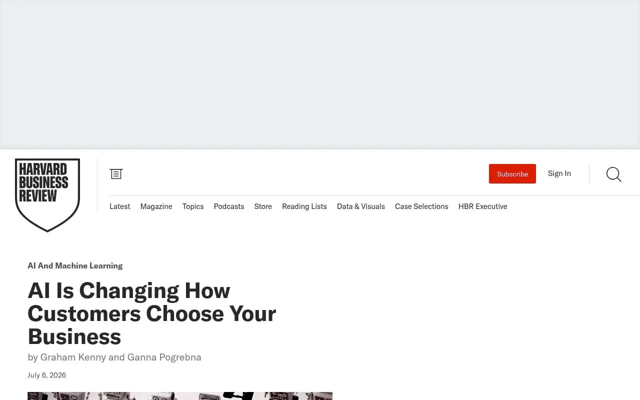 Harvard Business Review article on how AI is changing how customers choose businesses