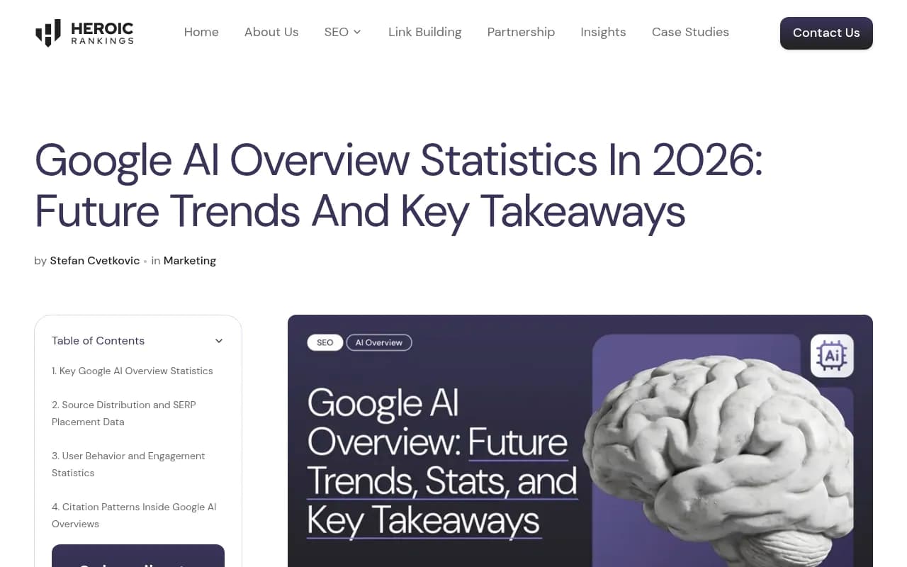 Google AI Overview statistics and trends for 2026 showing key data points on search coverage and industry impact