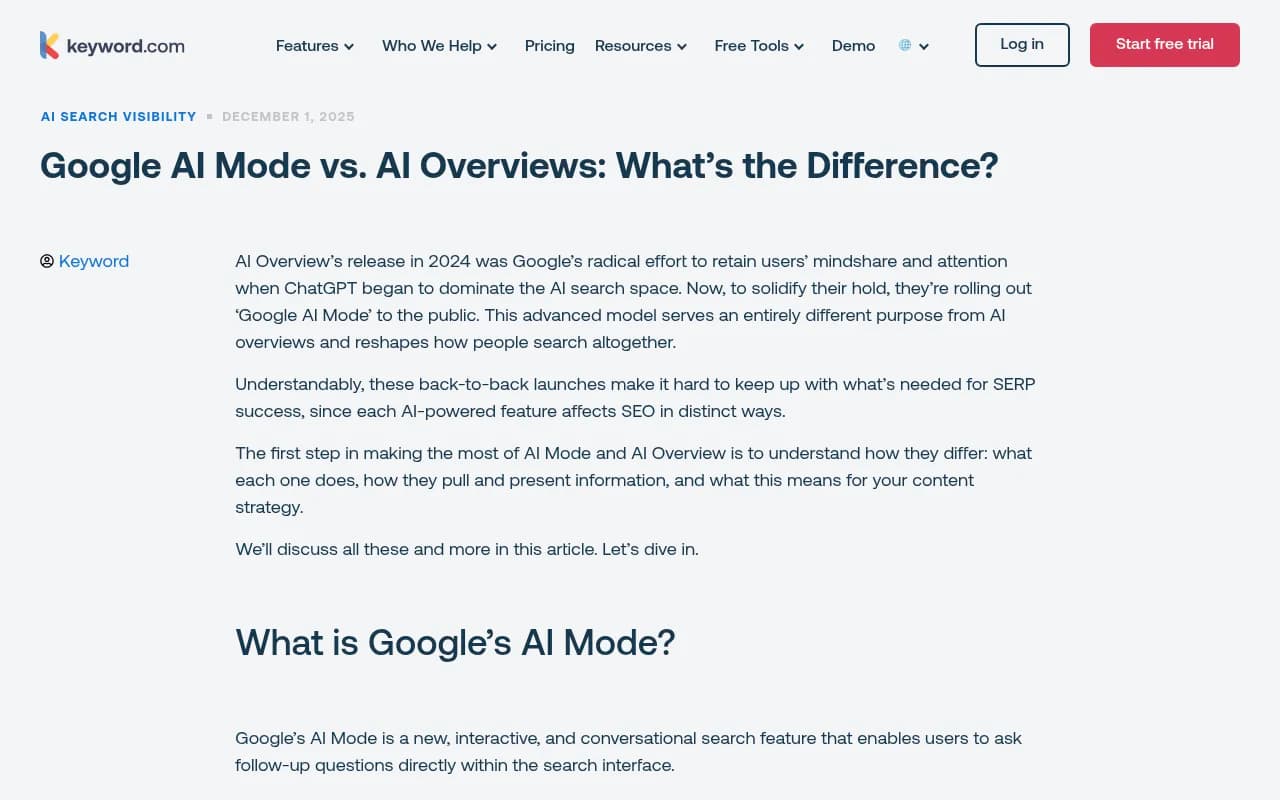 Google AI Mode vs AI Overviews comparison guide