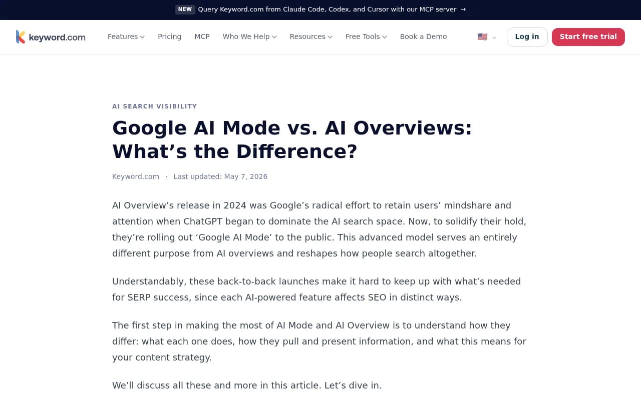 Google AI Mode vs Google AI Overviews comparison breakdown