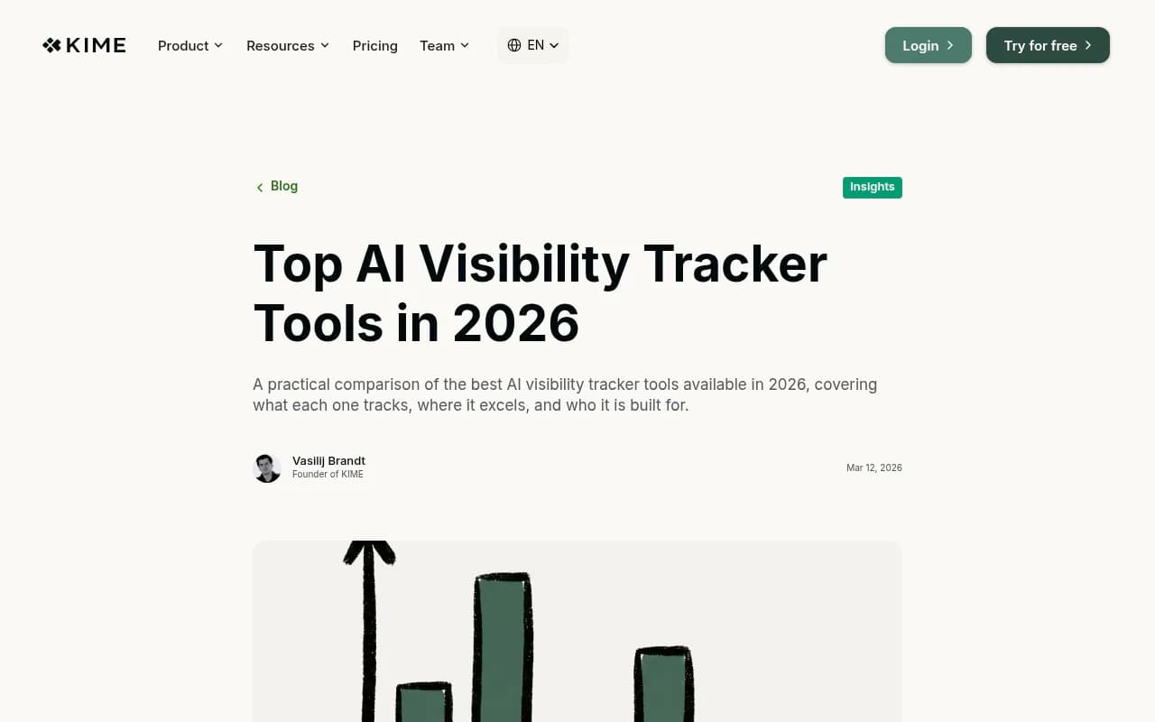 Overview of top AI visibility tracker tools in 2026 from KIME's research