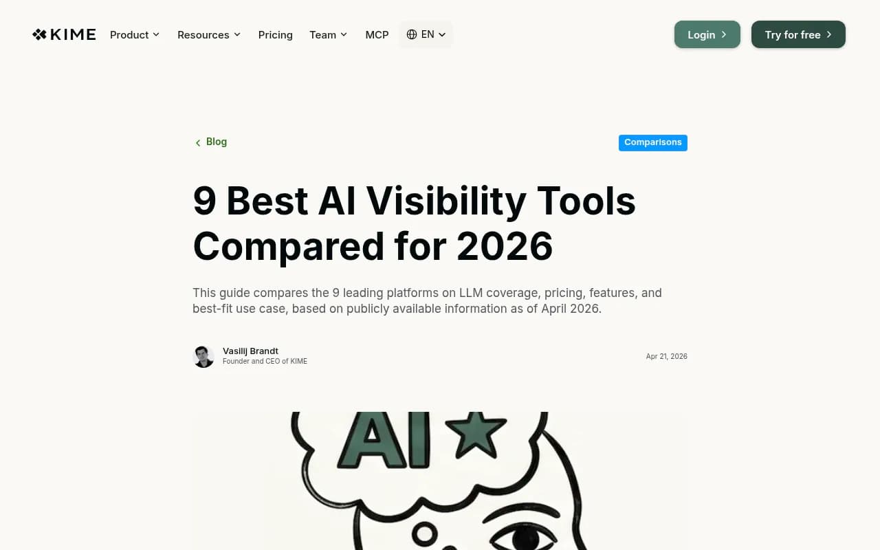 Comparison of top AI visibility tools in 2026 showing feature coverage across platforms
