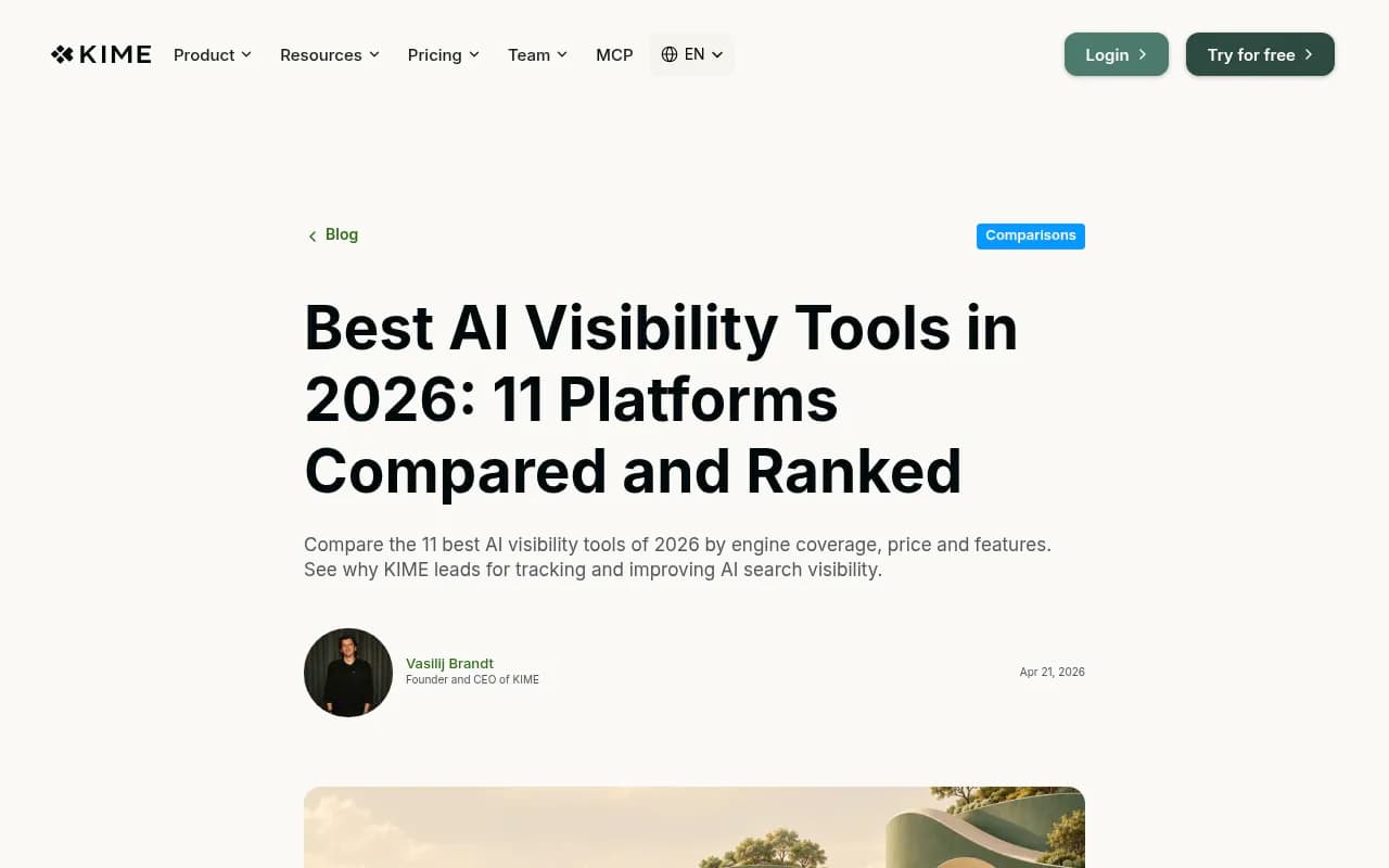 KIME's comparison of 11 AI visibility tools, a vendor-authored roundup