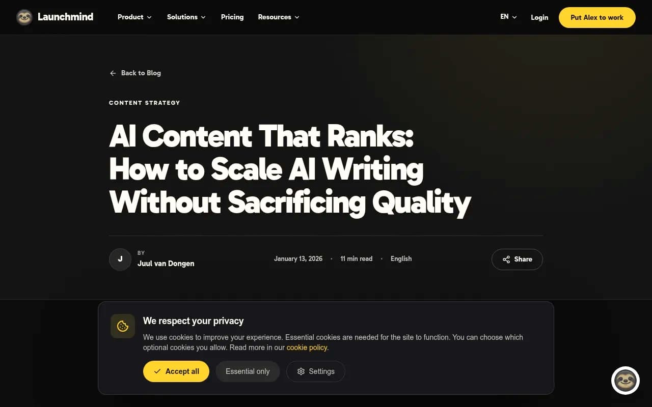 Launchmind article on scaling AI writing without sacrificing quality