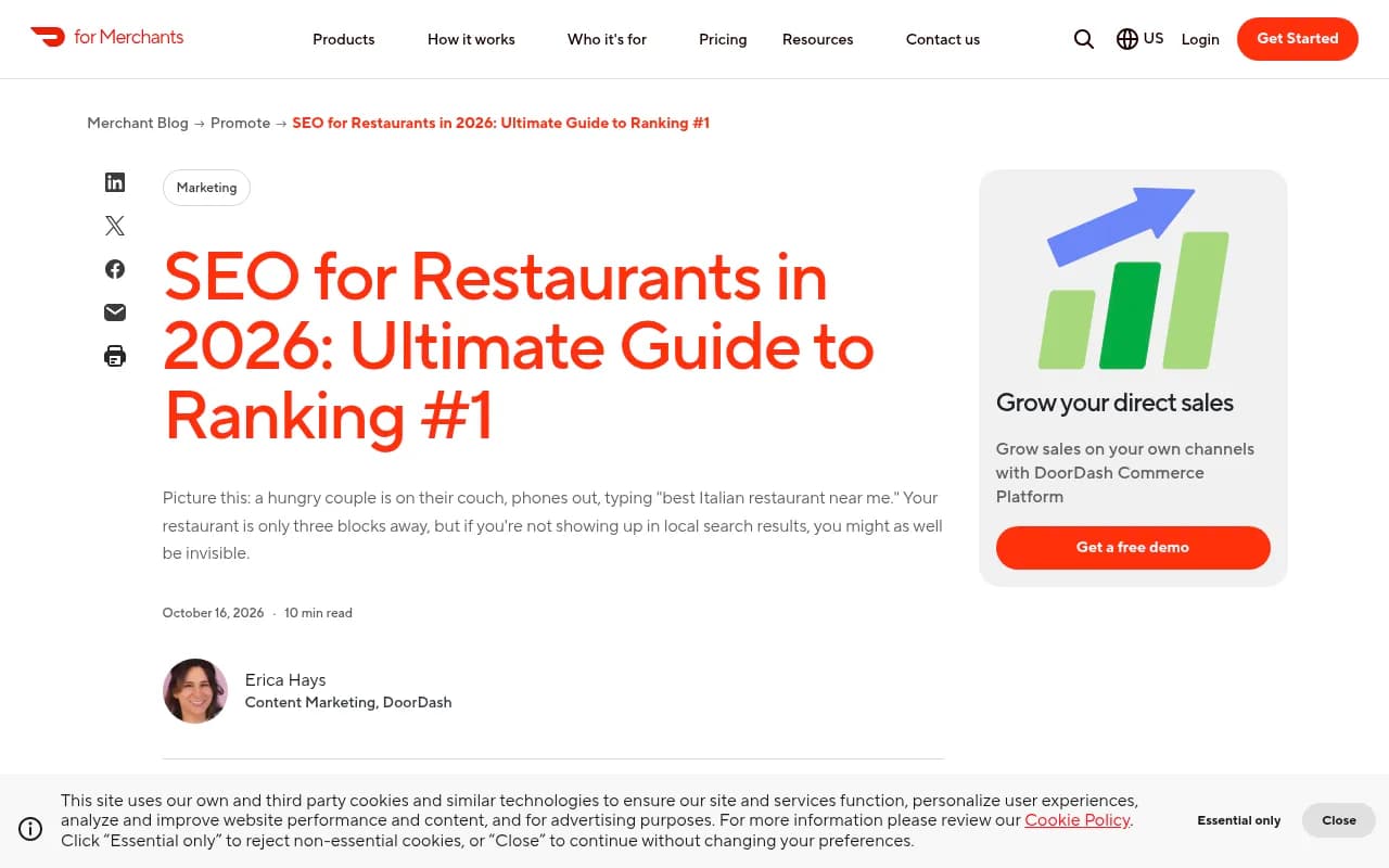 DoorDash's guide to restaurant SEO in 2026, covering branded and non-branded local searches