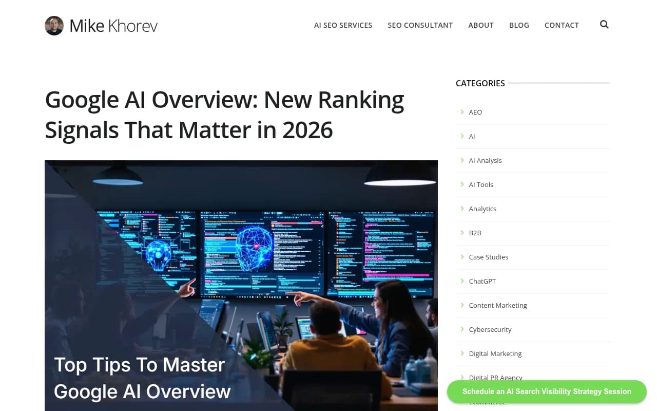 Google AI Overview ranking signals and content optimization guidance for 2026