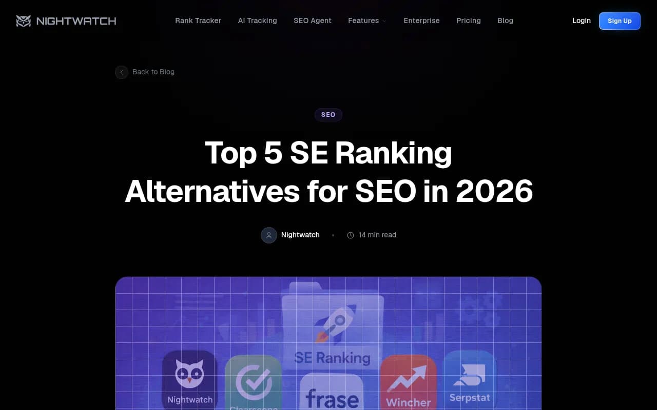 Nightwatch SE Ranking alternatives guide showing AI tracking and local SEO comparison