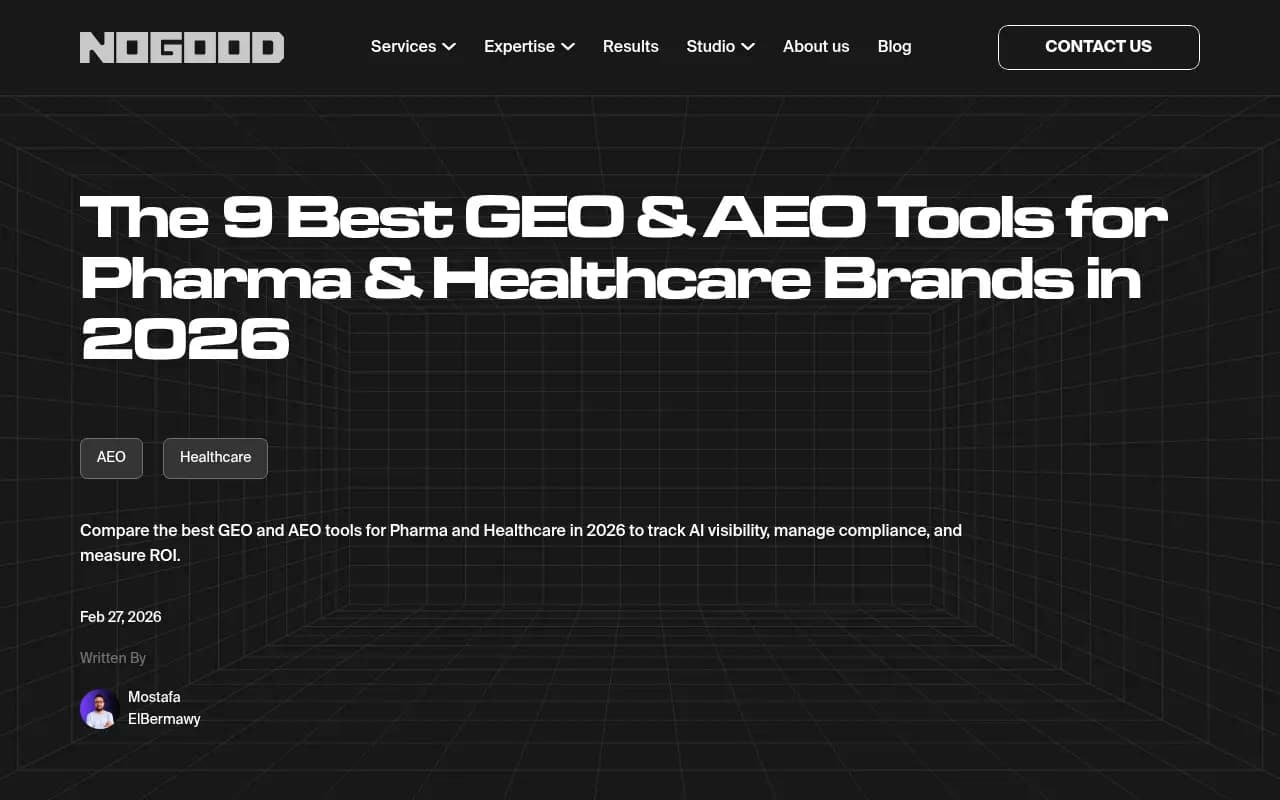 NoGood's roundup of GEO and AEO tools for pharma and healthcare brands