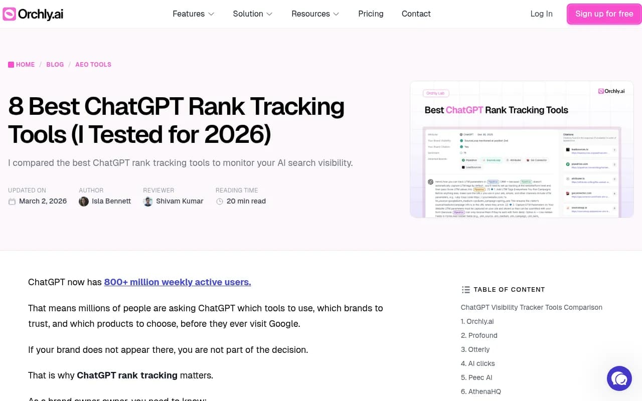 Comparison of ChatGPT rank tracking tools and their features in 2026
