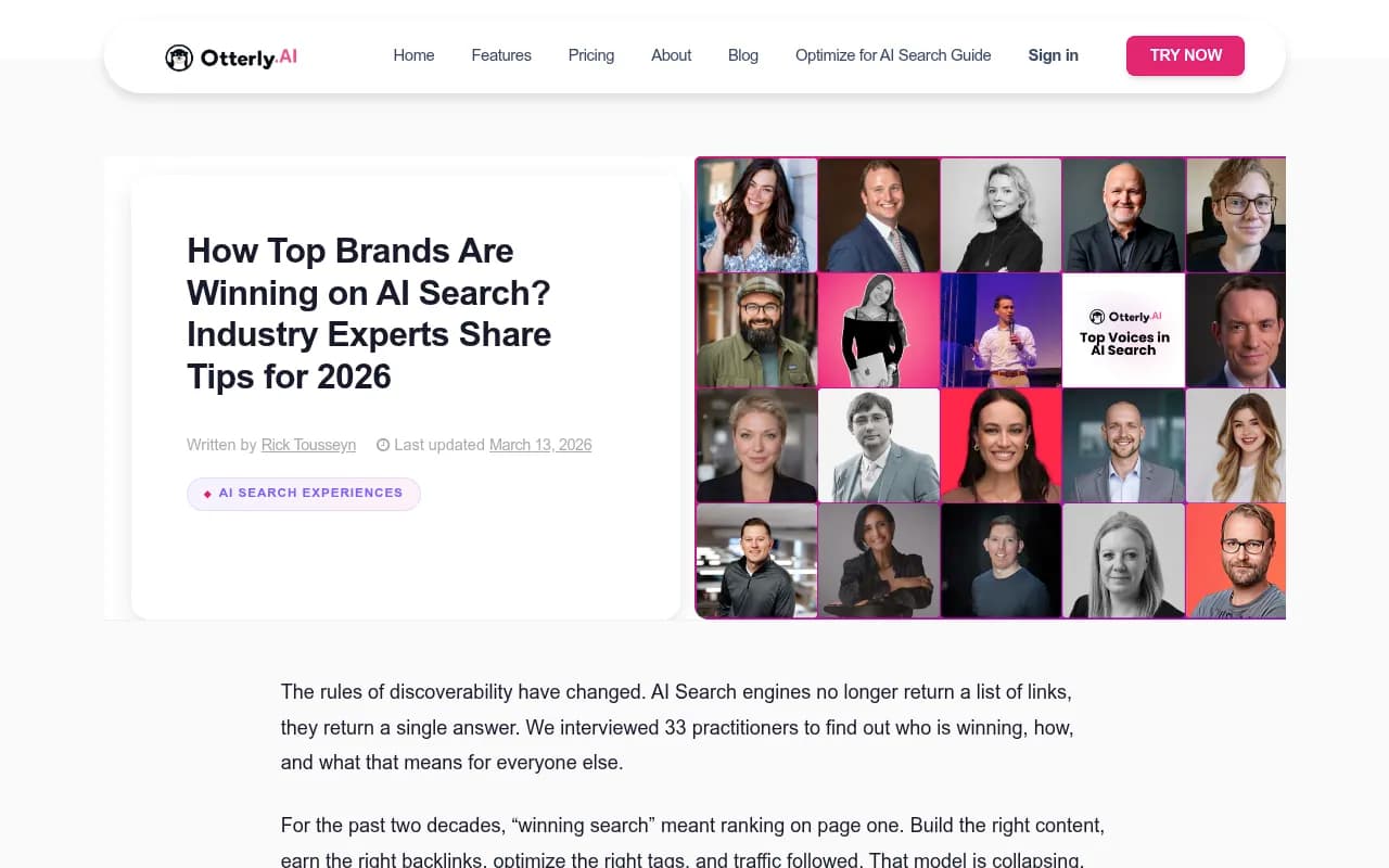 Otterly.AI 2026 roundtable featuring insights from 33 AI search practitioners on winning in AI search