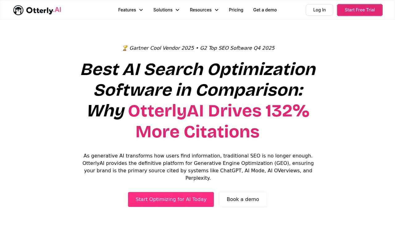 Otterly.AI enterprise platform overview showing AI search visibility features