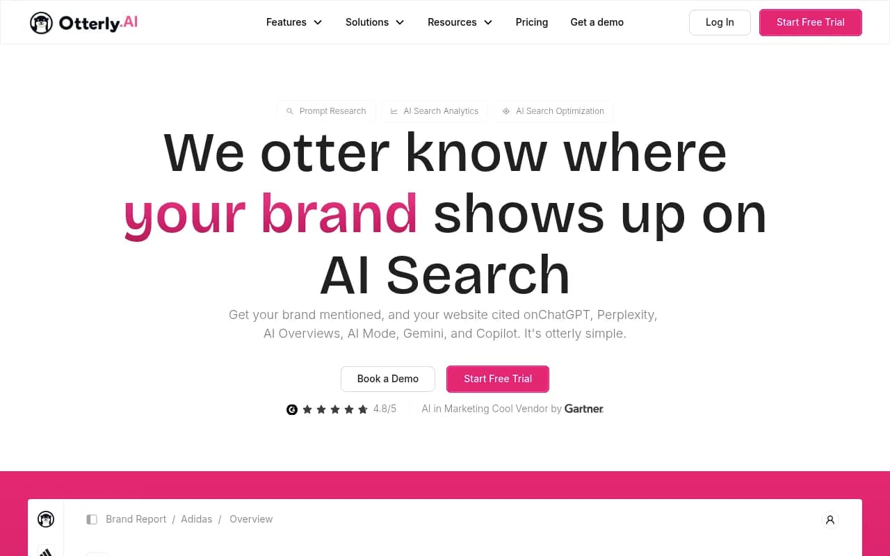Otterly.AI brand monitoring dashboard showing brand coverage over time and competitor comparison