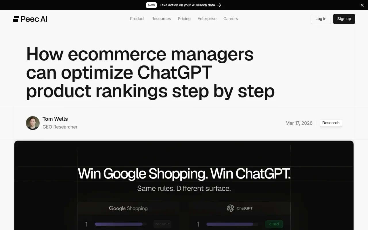 Peec AI guide on optimizing ChatGPT product rankings