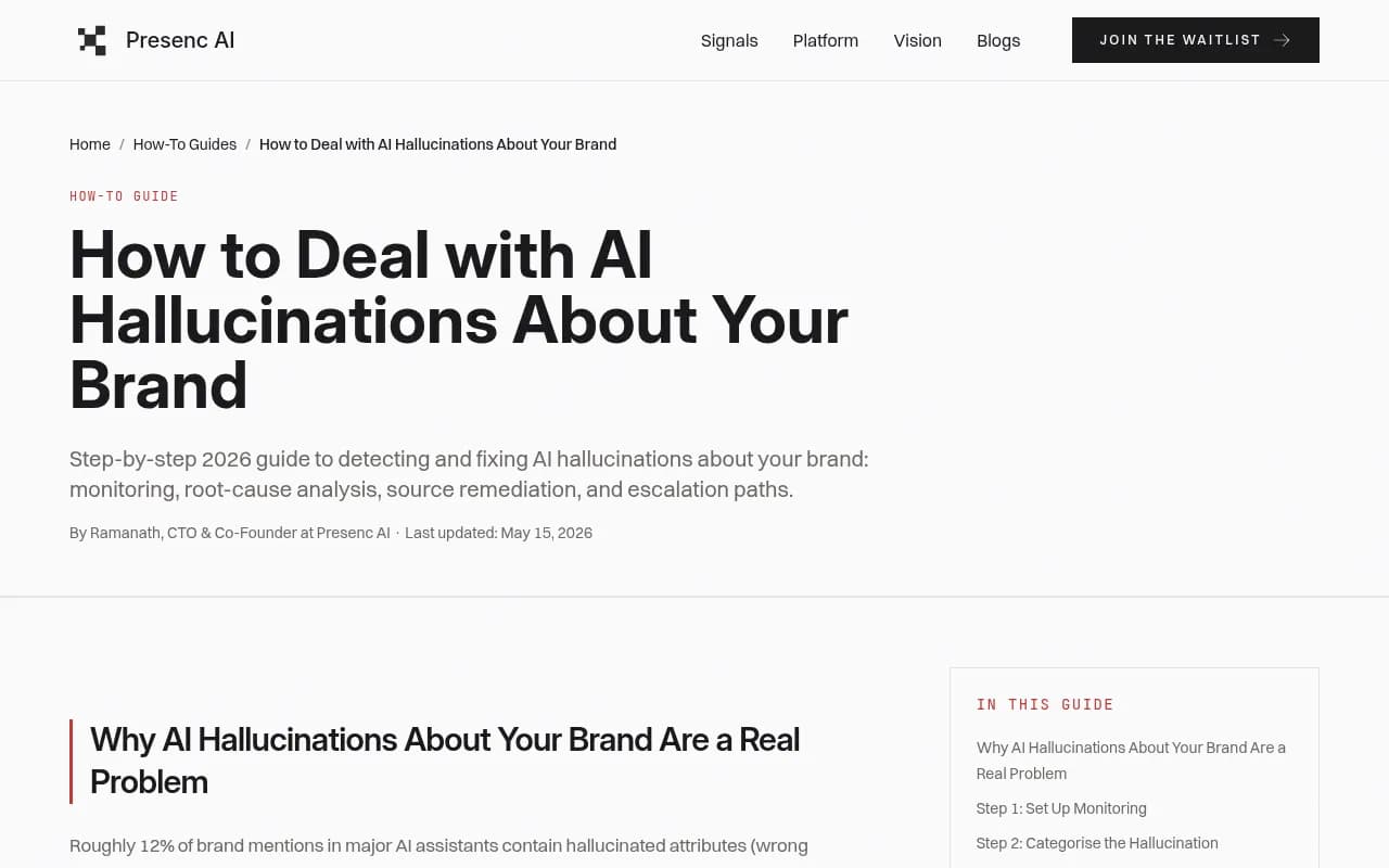 Presenc AI guide on detecting and fixing brand hallucinations