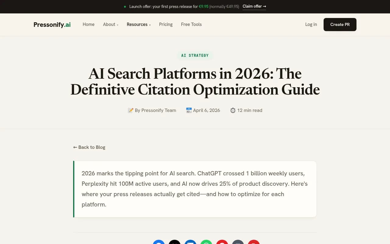 AI search platform citation optimization guide showing platform market share data