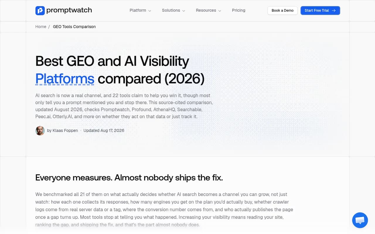 Best GEO and AI visibility platforms compared 2026