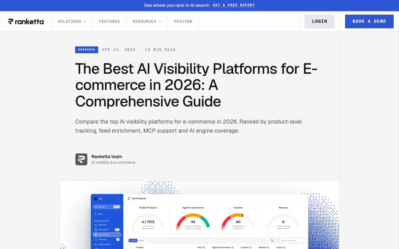 AI visibility platforms comparison from ranketta.com