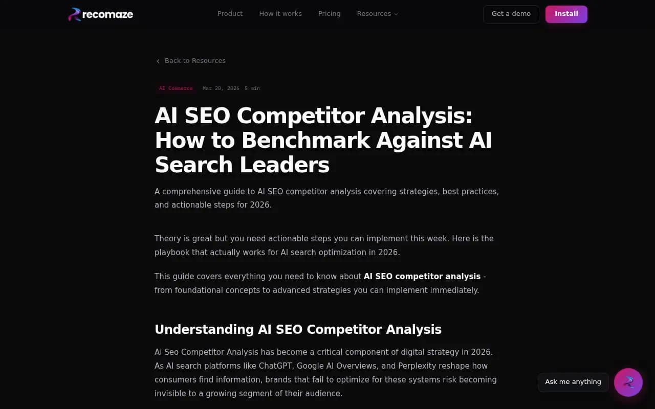 AI SEO competitor analysis benchmarking framework showing traditional vs AI-focused approaches