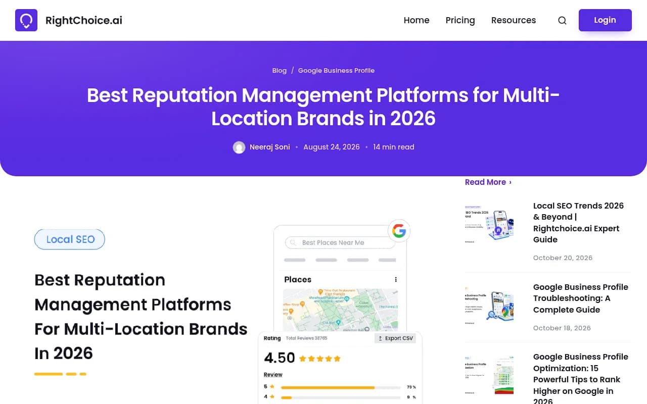 RightChoice.ai blog comparison of multi-location reputation management platforms